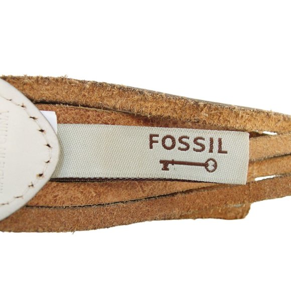 FOSSIL Tri-Color Silver Gold Metallic Braided Leather Belt Women's M (33"-37") - Picture 5 of 5